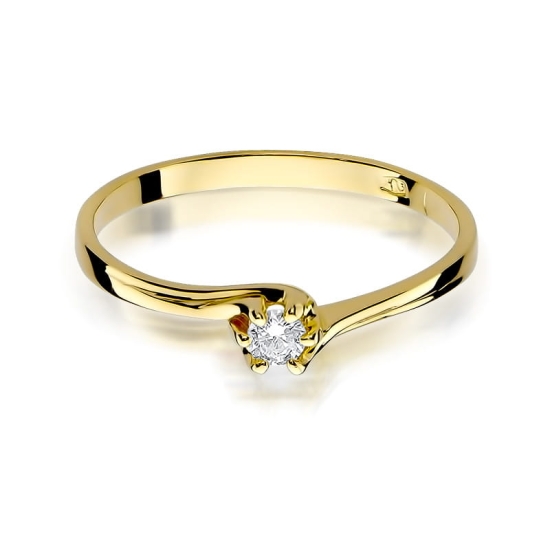 Pierścionek Diament 0,10ct żółte złoto