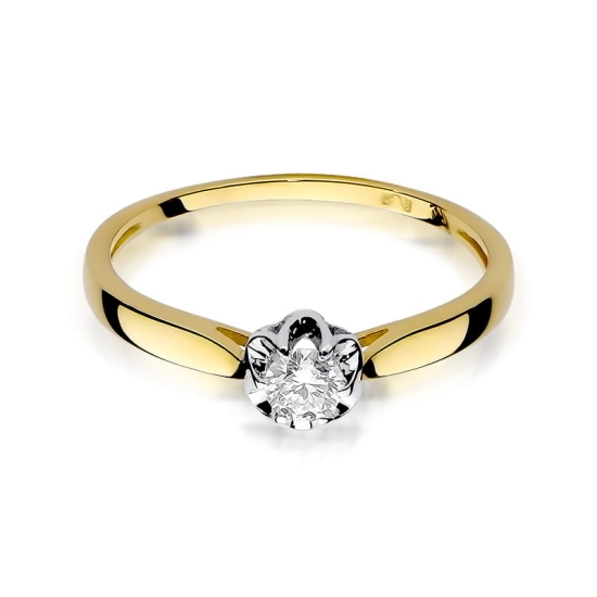 Pierścionek Diament 0,15ct żółte złoto