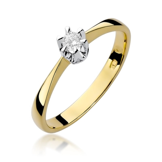 Pierścionek Diament 0,15ct żółte złoto