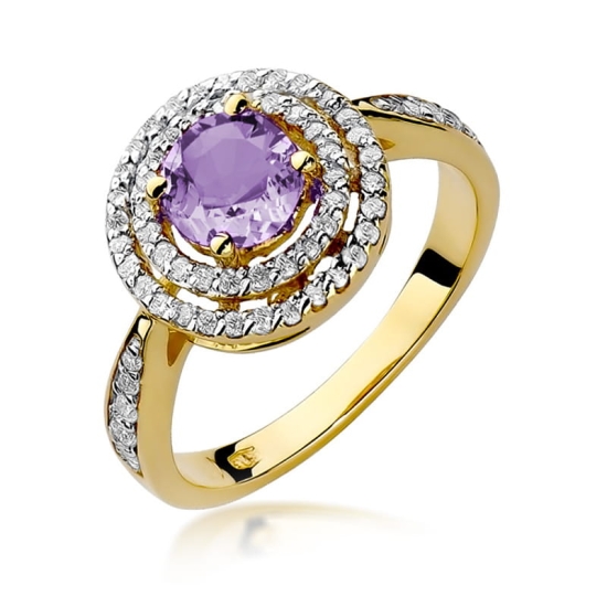 Pierścionek Ametyst 0,90ct żółte złoto