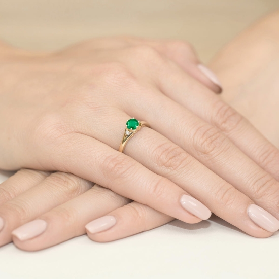 Pierścionek Szmaragd 0,50ct żółte złoto