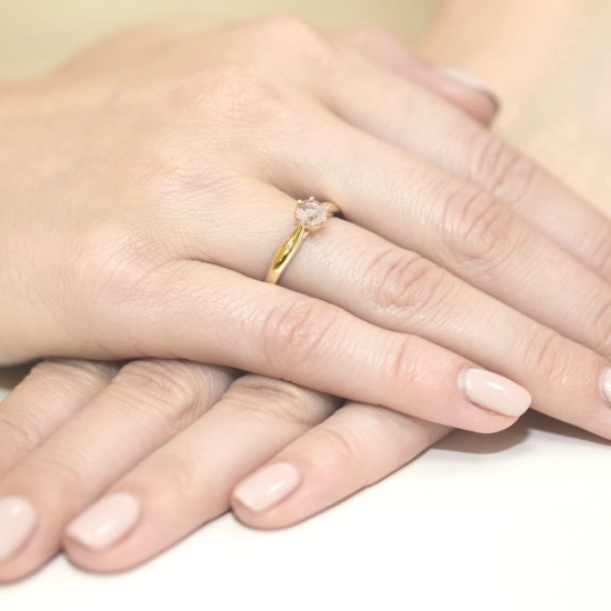 Pierścionek W074 Morganit 0,40ct żółte złoto
