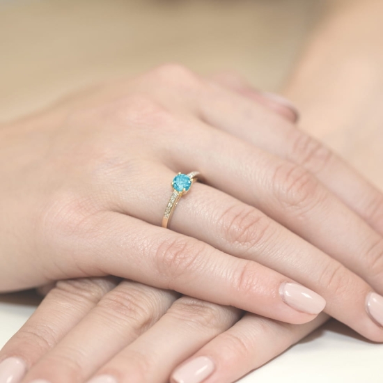 Pierścionek z Topazem 0,50ct i diamentami złoto