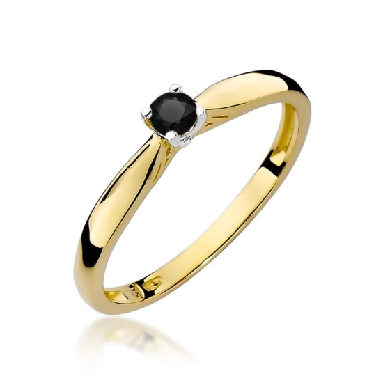 Pierścionek z Czarnym Diamentem 0,12ct złoto